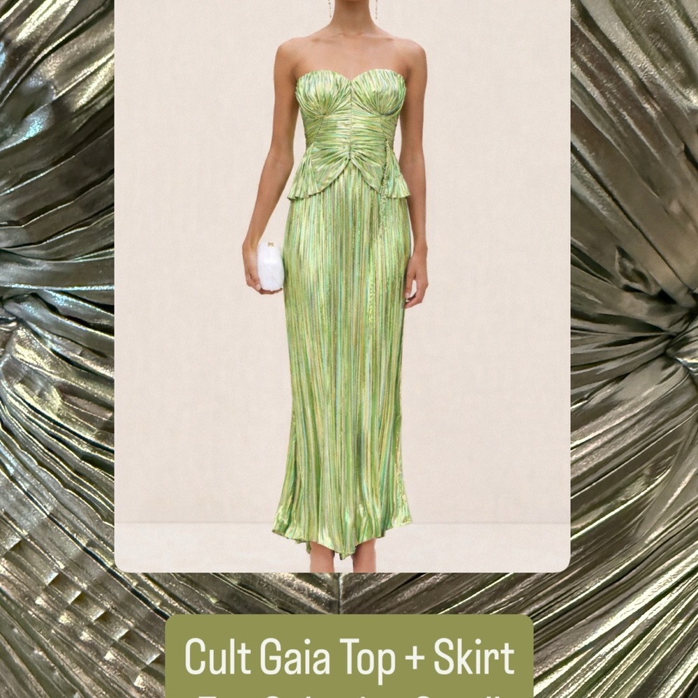 Cult Gaia Metallic Green Strapless Ensemble